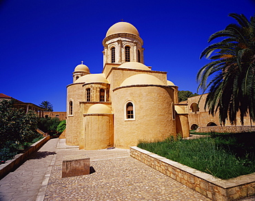 Agias Triada monastery domes, 17th century Venetian built monastery, Akrotiri peninsula, Crete, Greek Islands, Greece, Europe