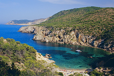 Cala Serra on the northern coast, near Portinatx, Ibiza, Balearic Islands, Spain