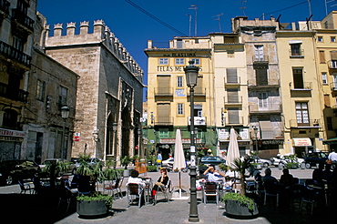 Outdoor terraces in the old centre of the city, Valencia, Spain, Europe