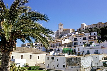 View of Ibiza old town centre, Ibiza Town, Ibiza, Balearic Islands, Spain, Mediterranean, Europe