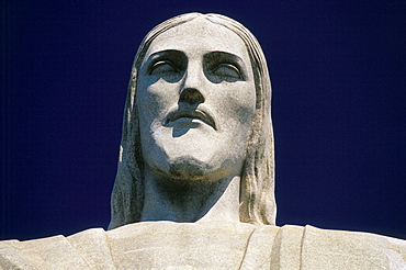 Close-up of head of the Cristo Redentor (Christ the Redeemer) statue, Rio de Janeiro, Brazil, South America