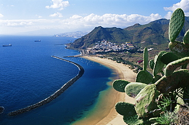 Aerial view of Playa de las Teresitas, Santa Cruz de Tenerife, Tenerife, Canary Islands, Spain, Atlantic, Europe