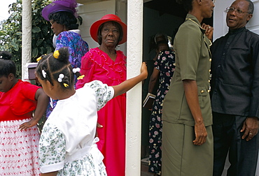 Service at Presbyterian temple, Liberta village, Antigua, West Indies, Caribbean, Central America