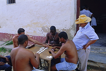 Group of men playing dominos, Trinidad, Sancti Spiritus, Cuba