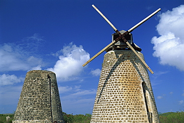 Ancient sugar windmills, Betty's Hope plantation, Antigua, Leeward Islands, West Indies, Caribbean, Central America