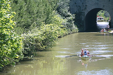 Malpas canal tunnel, Canal du Midi, UNESCO World Heritage Site, Beziers region, Herault, Languedoc Roussillon, France, Europe