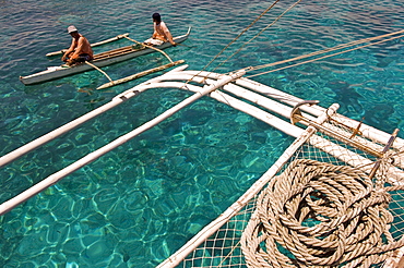 Traditional boat, Pandanon Island, Nalusuan Marine Sanctuary, Cebu island, The Philippines, Southeast Asia, Asia