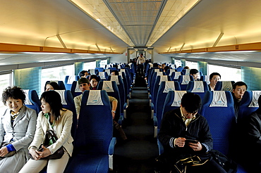 The Maglev, the world's fastest train, from Pudong International Airport to the Long Yang Road Subway station, Shanghai, China, Asia