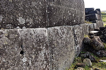 Ahu Tahira, rectangular stone platforms on which moai statues stood, Vinapu, Easter Island, Chile, South America