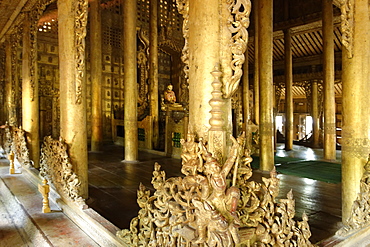 Shwenandaw Monastery (Golden Palace Monastery) a historical monastery located near Mandalay Hill, Mandalay, Mandalay Division, Republic of the Union of Myanmar (Burma), Asia 