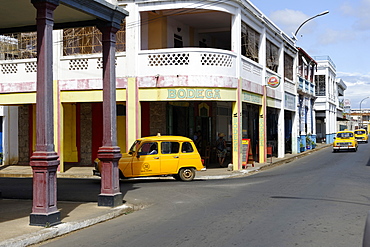 Yellow taxi, Antsiranana (Diego Suarez), capital of Diana Region, Madagascar, Africa 