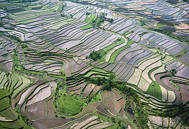 Aerial view of the eastern region of the island of Bali, Indonesia, Southeast Asia, Asia