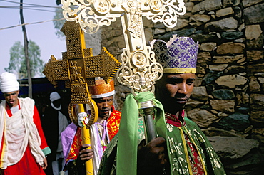 Palm Sunday procession, Axoum (Axum) (Aksum), Tigre region, Ethiopia, Africa