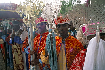 Palm Sunday procession, Axoum (Axum) (Aksum), Tigre region, Ethiopia, Africa