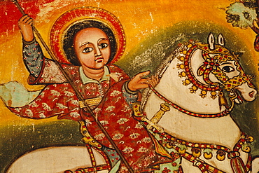 Mural painting in the Church of Narga Selassie,Dek Island on Lake Tana, Ethiopia, Africa