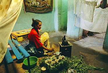 Coffee ceremony, Abi-Adi, Ethiopia, Africa