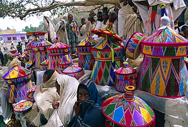 Basket-work market, Axoum (Axum) (Aksum), Tigre region, Ethiopia, Africa