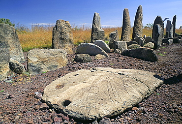 Megalithic tombs, archaeological site of Tiya, 14th to 16th century AD, Gourague area, Shoa province, Ethiopia, Africa