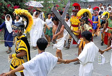 Christ of Calvary in Easter procession, Morionnes, island of Marinduque, Philippines, Southeast Asia, Asia