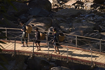 Crossing bridge, Vietnam, Southeast Asia, Asia