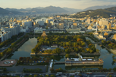 Hiroshima Castle and city view, Hiroshima city, Western Japan, Asia