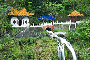 Waterfall, Changshun Tzu water temple, Taroko Gorge National Park, Hualien County, Taiwan, China, Asia