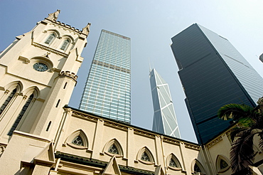 St. John's Cathedral and business district, Central, Hong  Kong, China, Asia