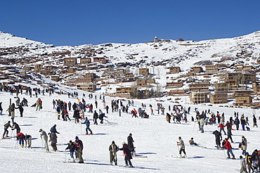 skiers, Oukaimeden ski resort, Morocco, North Africa