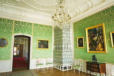 Interior, Baroque style Rundales Palace (Rundales Pils) designed by Bartolomeo Rastrelli, built in 18th century for Ernst Johann von Buhren, Duke of Courland, Zemgale, near Bauska, Latvia, Baltic States, Europe