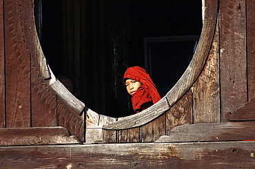 Trainee monk, monastery, Inle Lake, Shan State, Myanmar (Burma), Asia