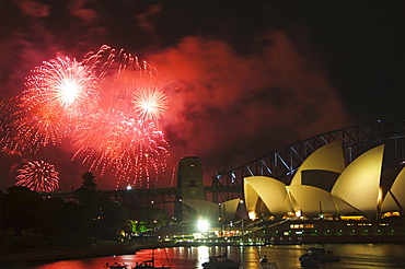 New Years Eve 2006, 75th Diamond Anniversary Firework Celebrations, Opera House and Sydney Harbour, Sydney, New South Wales, Australia, Pacific