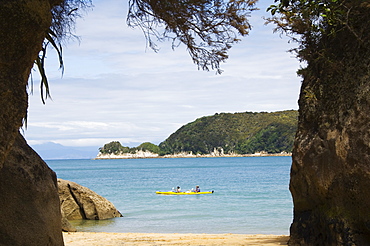 Kayak at Watering Cove, Abel Tasman National Park, the smallest national park in the country, named after the Dutchman, the first European to discover New Zealand in 1642, Nelson, South Island, New Zealand, Pacific