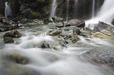 Routeburn Falls on the Routeburn Track, one of the great walks of New Zealand, Fiordland National Park, South Island, New Zealand, Pacific