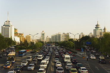 Downtown buildings in Fuchengmen area, Beijing, China, Asia