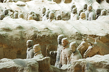 Pit 1, Mausoleum of the first Qin Emperor housed in The Museum of the Terracotta Warriors opened in 1979 near Xian City, Shaanxi Province, China, Asia