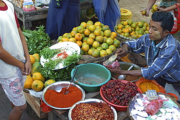 Suburban market, Yangon (Rangoon), Myanmar (burma), Asia