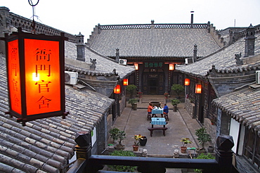 Historic Yamen Youth Hostel courtyard built in 1591 for the Emperor's city visit, UNESCO World Heritage Site, Pingyao City, Shanxi Province, China, Asia