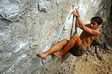 Rock climbing, Rai Leigh Beach, Krabi, Thailand, Southeast Asia, Asia