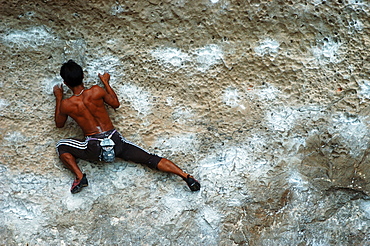 Rock climbing, Rai Leigh Beach, Krabi, Thailand, Southeast Asia, Asia