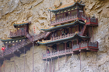 The Hanging Monastery dating back more than 1400 years in Jinlong Canyon, Shanxi province, China, Asia