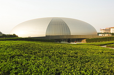 The National Theatre Opera House, also known as The Egg designed by French architect Paul Andreu and made with glass and titanium opened 2007, Beijing, China, Asia