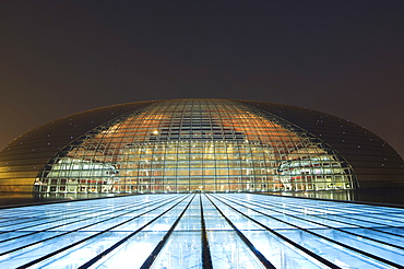 The National Theatre Opera House, also known as The Egg designed by French architect Paul Andreu and made with glass and titanium opened 2007, Beijing, China, Asia