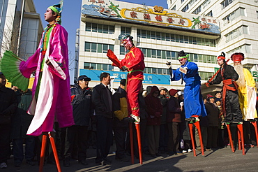 Stilt walkers, Chinese New Year, Spring Festival, Beijing, China, Asia