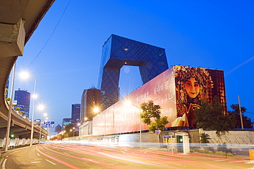 New CCTV Central Chinese Television building designed by Rem Koolhass of the Office for Metropolitan Architecture (OMA), in Guomao CBD, Beijing, China, Asia