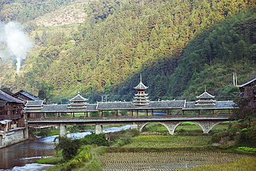 Wind and Rain bridge at Diping, Guizhou Province, China, Asia