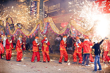 Fire Dragon lunar New Year festival, Taijiang town, Guizhou Province, China, Asia