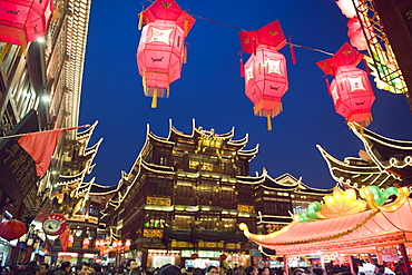 Chinese New Year decorations at Yuyuan Garden, Shanghai, China, Asia