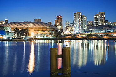 BC Place Stadium and residential city buildings, False Creek, Vancouver, British Columbia, Canada, North America