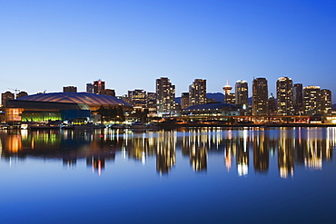 BC Place Stadium and residential city buildings, False Creek, Vancouver, British Columbia, Canada, North America