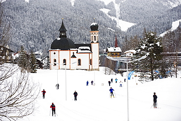 Cross country skiing, Seefeld ski resort, the Tyrol, Austria, Europe